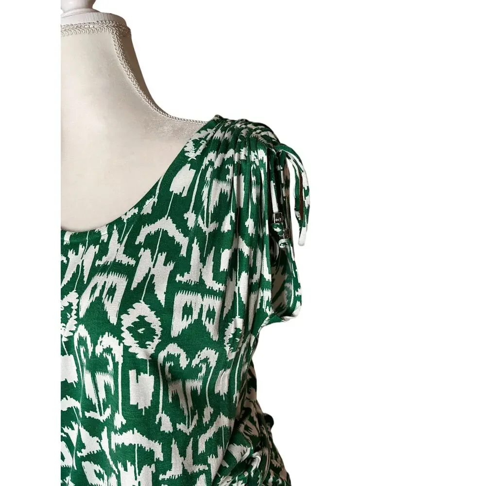 michael Michael Kors Women summer Dress tie Waist Size Small green white print